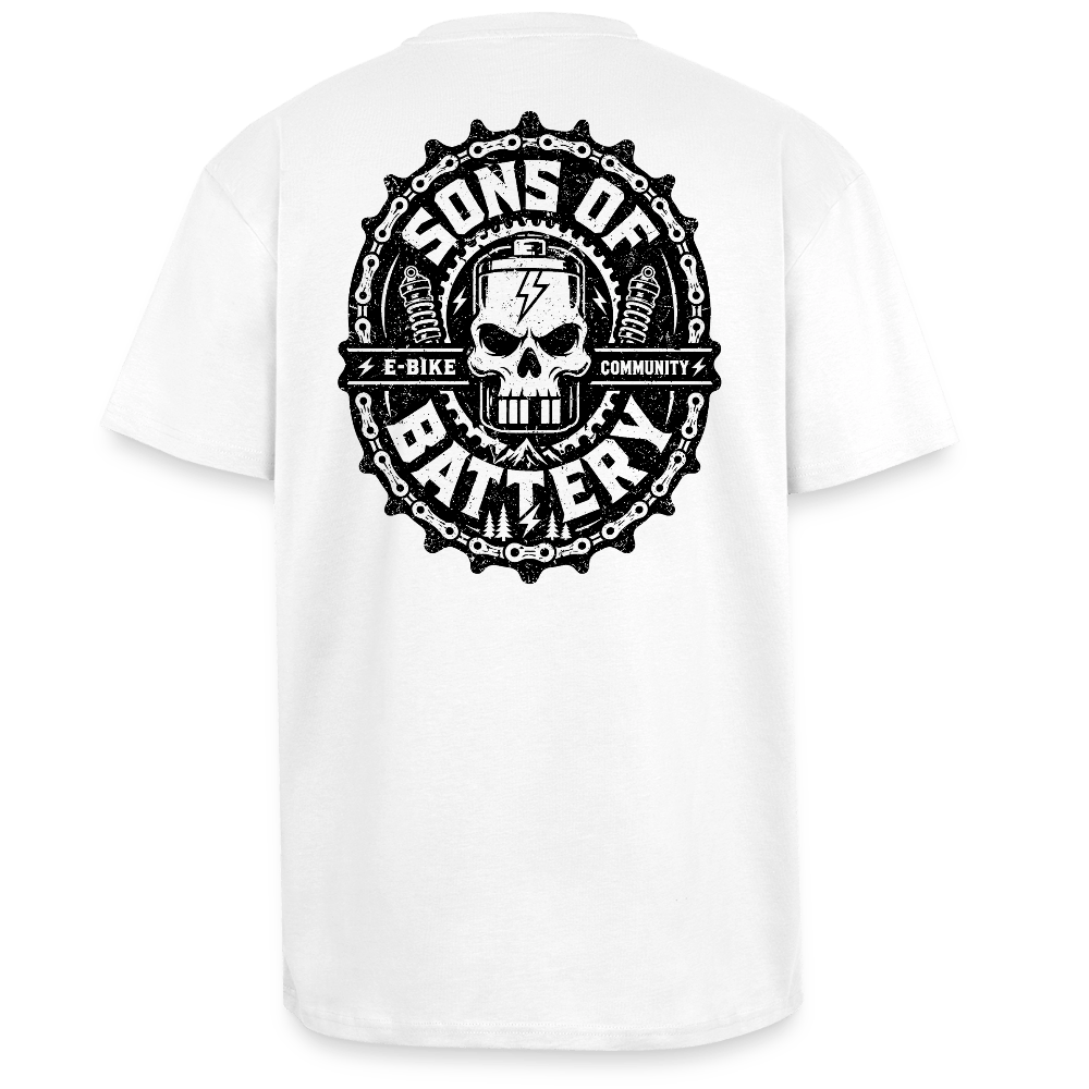 Spreadconnect Oversized Heavyweight Unisex T-Shirt Weiß / XS SONS OF BATTERY - BATSKULL - Oversized Heavyweight Unisex T-Shirt E-Bike-Community