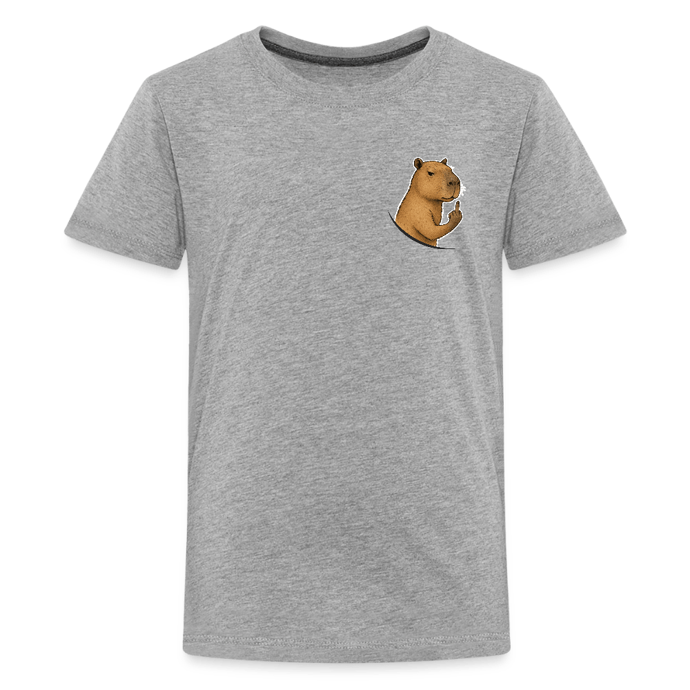 Spreadconnect Teenager Premium T-Shirt Grau meliert / 146/152 (10 Jahre) Freches Capybara - Teenager Premium T-Shirt E-Bike-Community