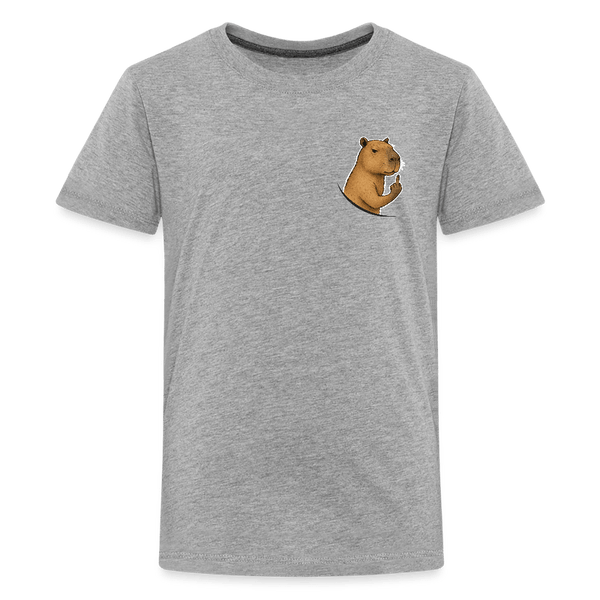 Spreadconnect Teenager Premium T-Shirt Grau meliert / 146/152 (10 Jahre) Freches Capybara - Teenager Premium T-Shirt E-Bike-Community
