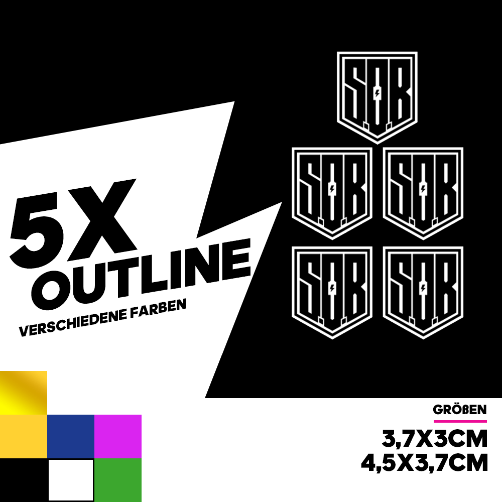 SONS OF BATTERY – 5x Folien Sticker "Aussen / Outlines" (Plott) “Modernes Logo” in verschiedenen Farben und Größen - Sons of Battery® - E-MTB Brand & Community
