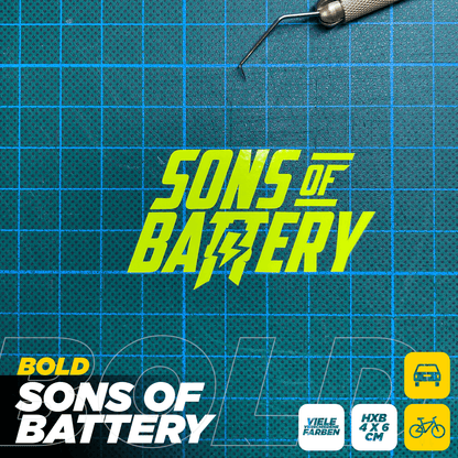 Sons of Battery® - E-MTB Brand & Community Folien & Sticker Neongelb Sons of Battery - BOLD Folie E-Bike-Community