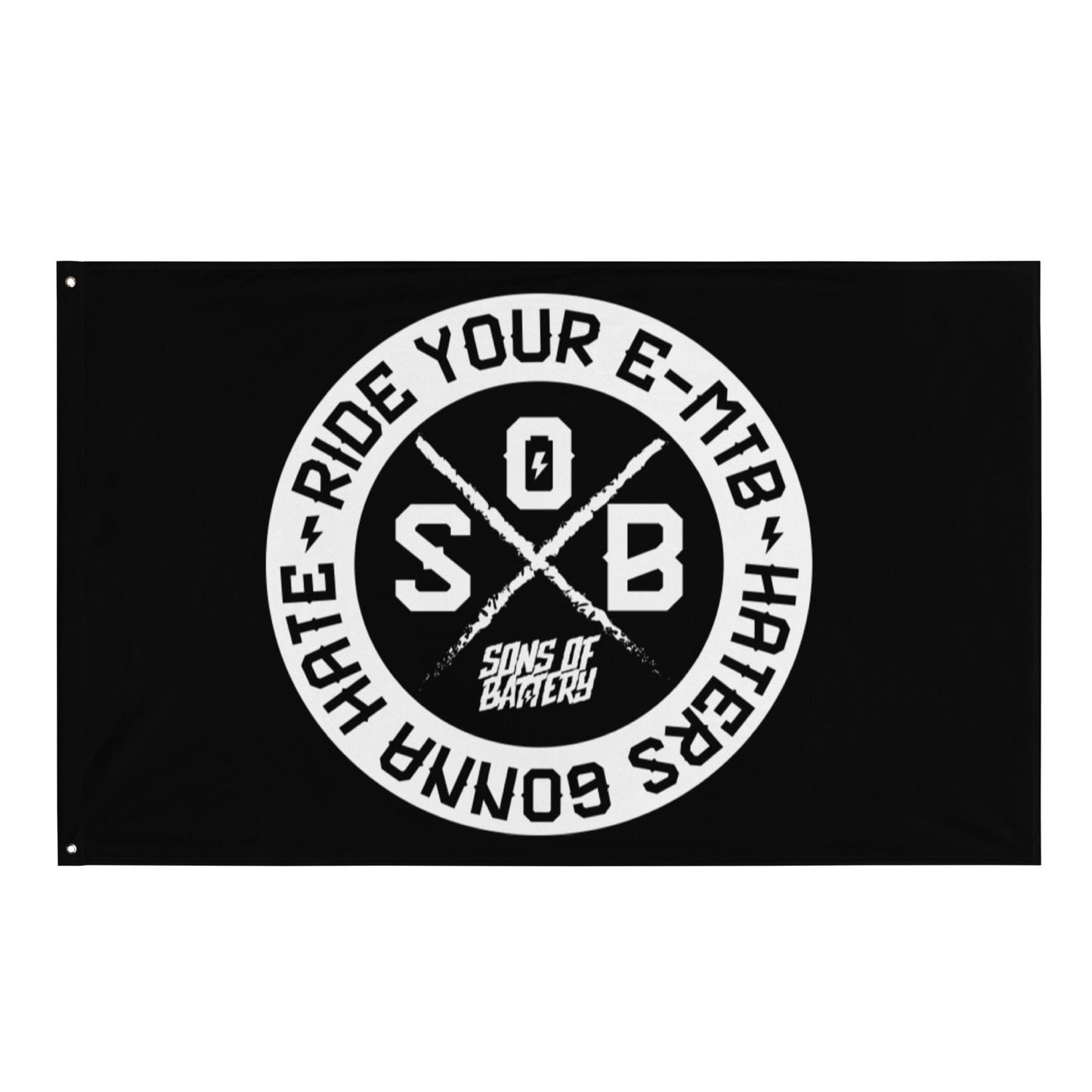Sons of Battery® - E-MTB Brand & Community Haters gonna Hate Fahne E-Bike-Community