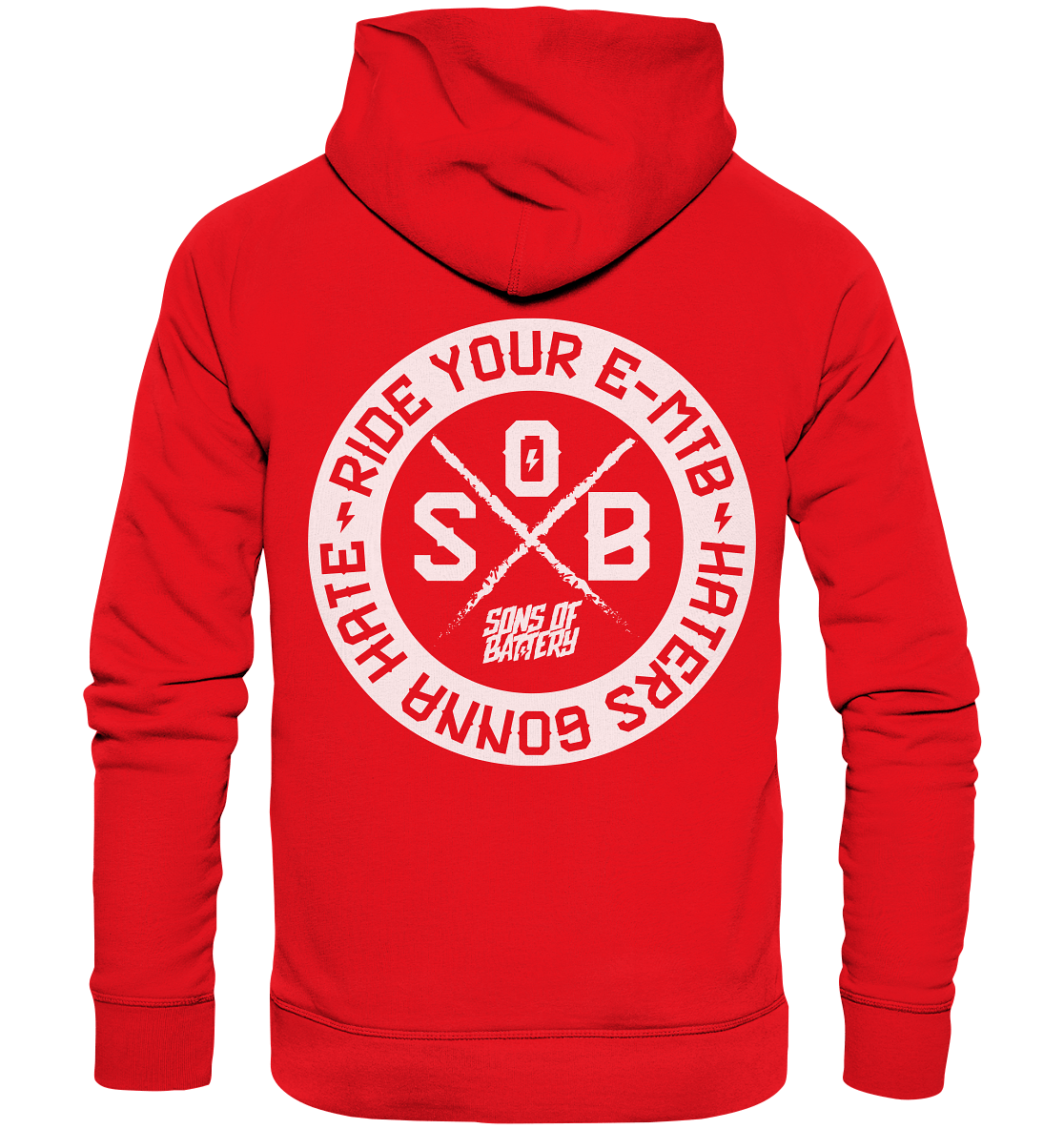 Sons of Battery® - E-MTB Brand & Community Hoodies Bright Red / XS Haters gonna Hate - Organic Hoodie (Flip Label) E-Bike-Community