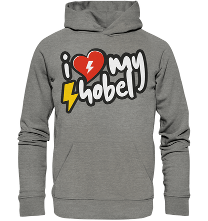 Sons of Battery® - E-MTB Brand & Community Hoodies Mid Heather Grey / XS I Love my Hobel - (Flip Label) - Organic Hoodie E-Bike-Community