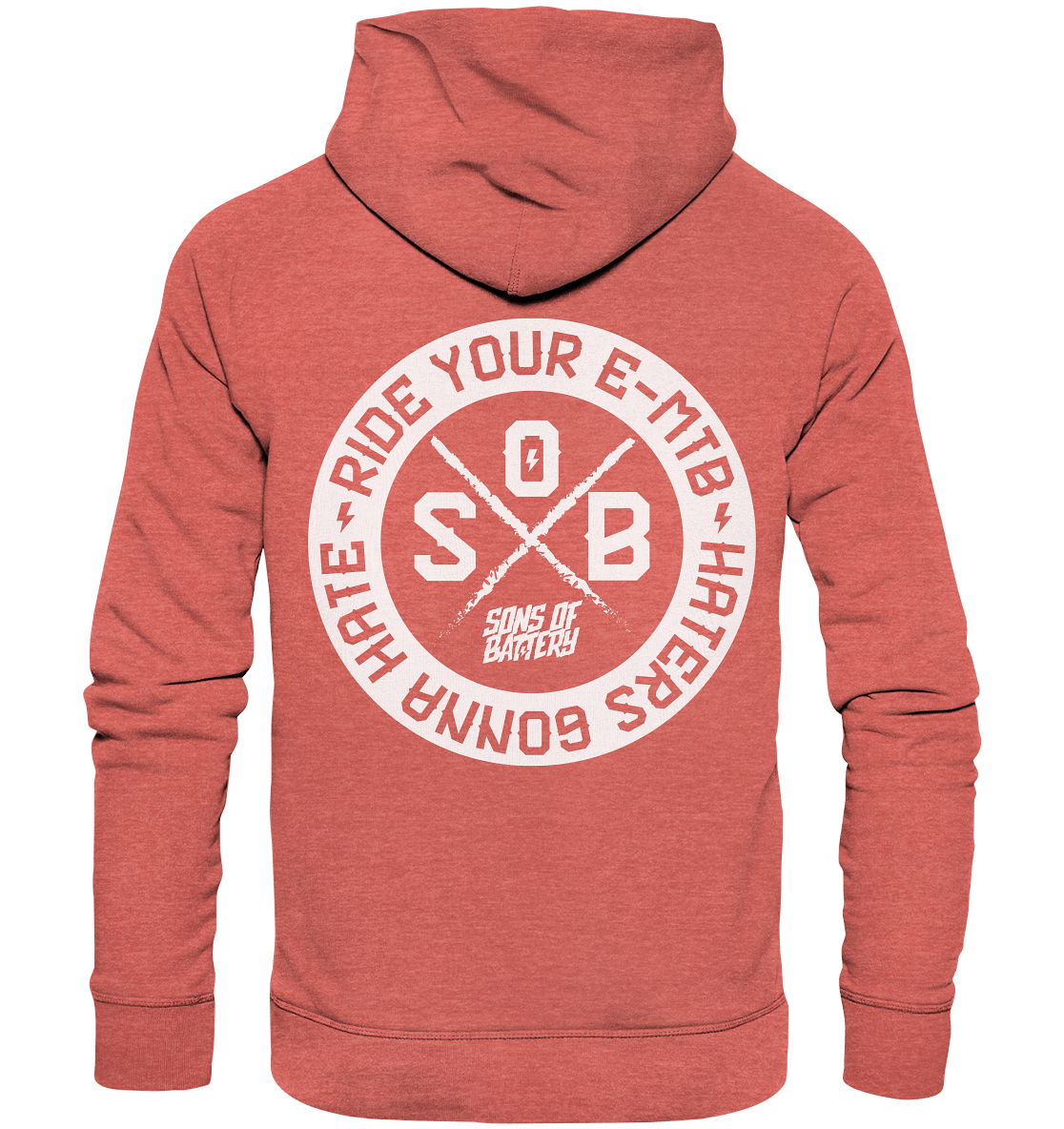 Sons of Battery® - E-MTB Brand & Community Hoodies Mid Heather Red / XS Haters gonna Hate - Organic Hoodie (Flip Label) E-Bike-Community