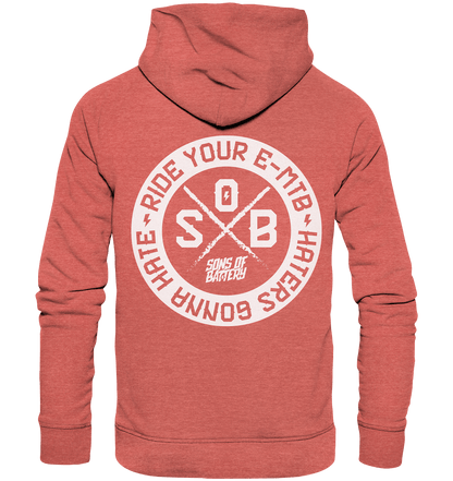 Sons of Battery® - E-MTB Brand & Community Hoodies Mid Heather Red / XS Haters gonna Hate - Organic Hoodie (Flip Label) E-Bike-Community