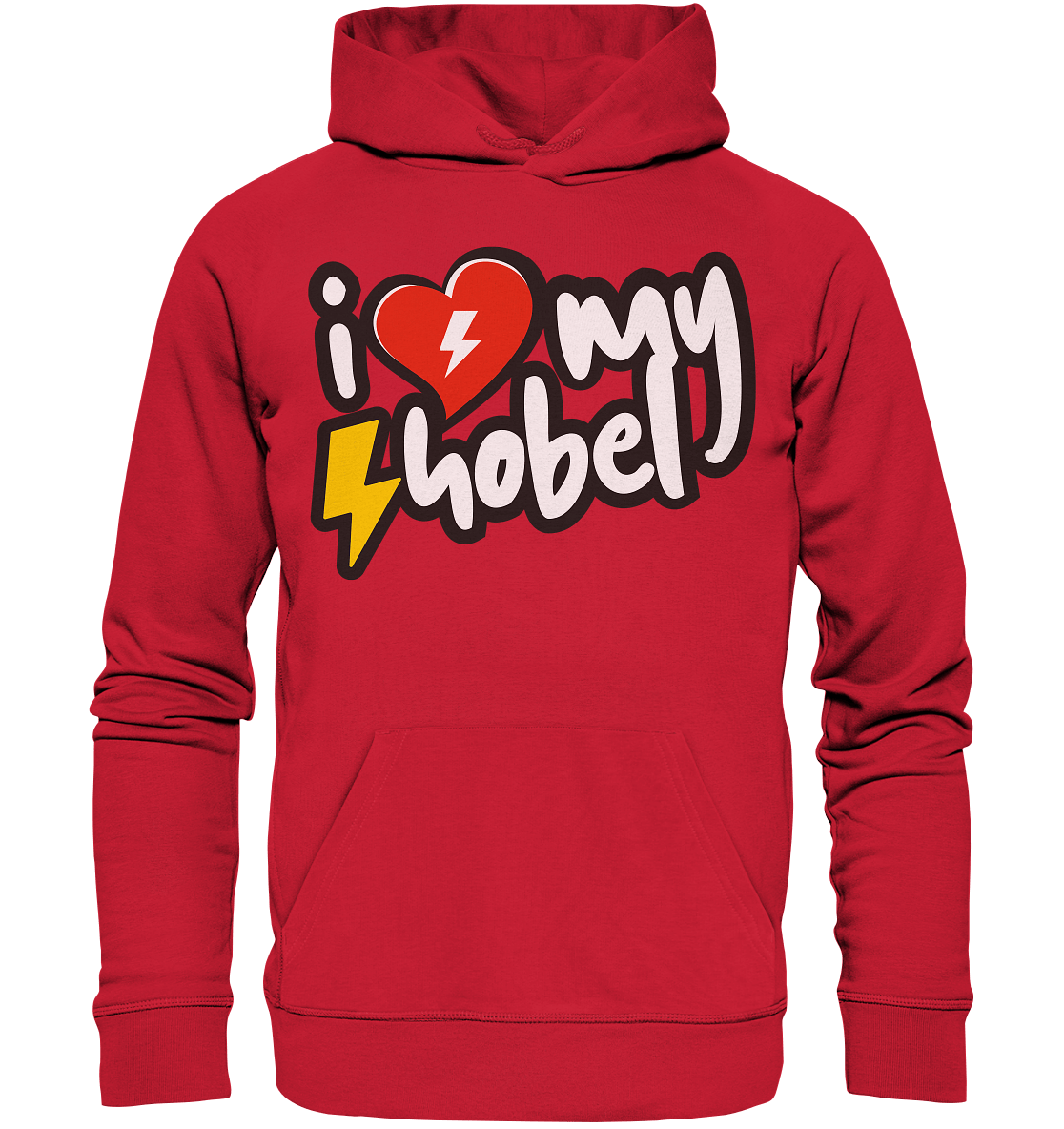 Sons of Battery® - E-MTB Brand & Community Hoodies Red / XS I Love my Hobel - (Flip Label) - Organic Basic Hoodie E-Bike-Community