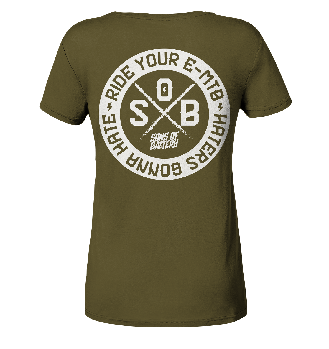 Sons of Battery® - E-MTB Brand & Community Lady-Shirts British Khaki / S Haters gonna Hate - Ladies Organic Shirt (Flip Label) E-Bike-Community