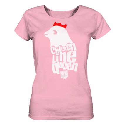 Sons of Battery® - E-MTB Brand & Community Lady-Shirts Cotton Pink / S Chicken Line - Queen Weiß - Ladies Organic Shirt E-Bike-Community