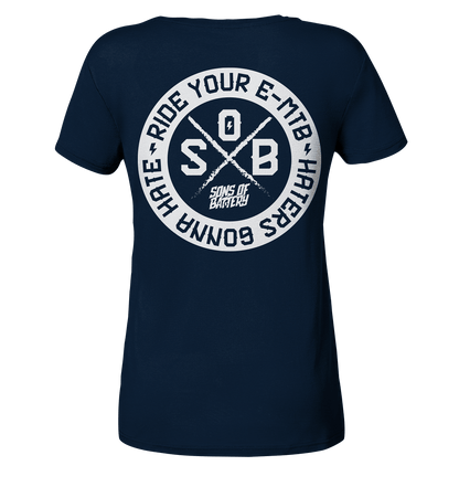 Sons of Battery® - E-MTB Brand & Community Lady-Shirts French Navy / S Haters gonna Hate - Ladies Organic Shirt (Flip Label) E-Bike-Community