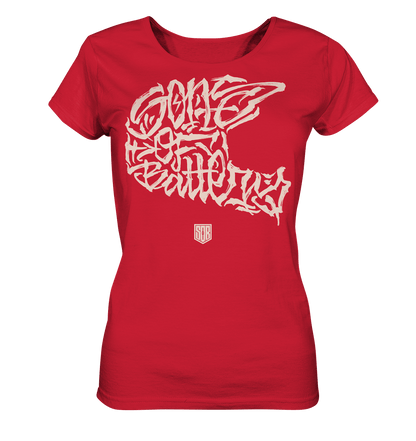 Sons of Battery® - E-MTB Brand & Community Lady-Shirts Red / S The Power of Movement - Front Print - Ladies Organic Shirt (Flip Label) E-Bike-Community