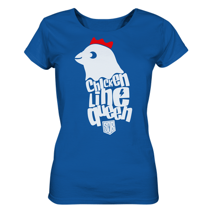 Sons of Battery® - E-MTB Brand & Community Lady-Shirts Royal Blue / S Chicken Line - Queen Weiß - Ladies Organic Shirt E-Bike-Community