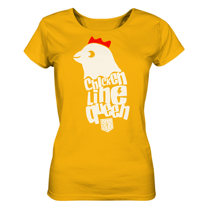 Sons of Battery® - E-MTB Brand & Community Lady-Shirts Spectra Yellow / S Chicken Line - Queen Weiß - Ladies Organic Shirt E-Bike-Community