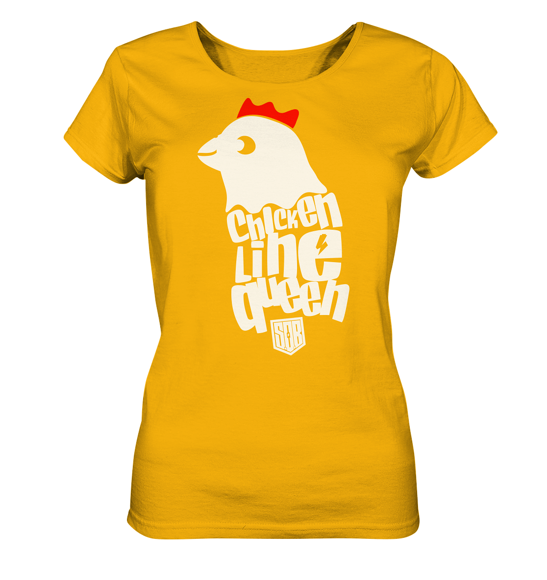 Sons of Battery® - E-MTB Brand & Community Lady-Shirts Spectra Yellow / S Chicken Line - Queen Weiß - Ladies Organic Shirt E-Bike-Community