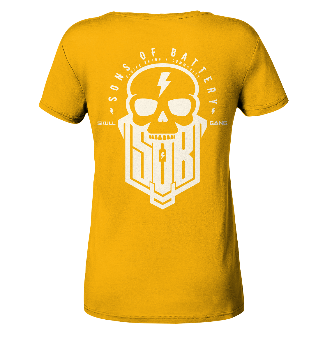Sons of Battery® - E-MTB Brand & Community Lady-Shirts Spectra Yellow / S SoB Skullgang White - Ladies Organic Shirt E-Bike-Community