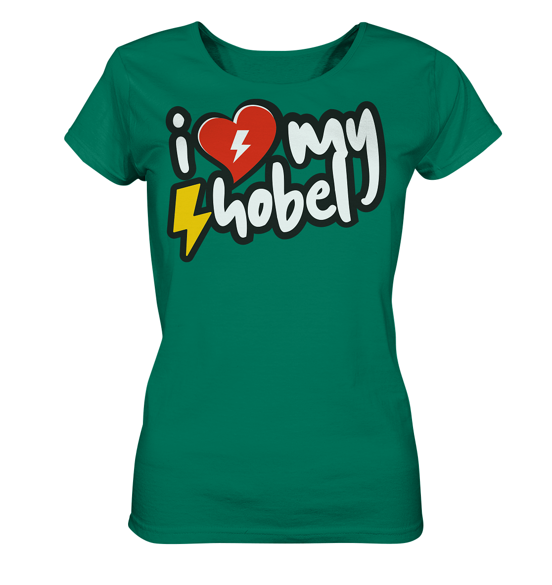 Sons of Battery® - E-MTB Brand & Community Lady-Shirts Varsity Green / S I Love my Hobel - (Flip Label) - Ladies Organic Shirt E-Bike-Community