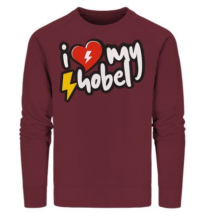 Sons of Battery® - E-MTB Brand & Community Sweatshirts Burgundy / XS I Love my Hobel - (Flip Label) - Organic Sweatshirt E-Bike-Community