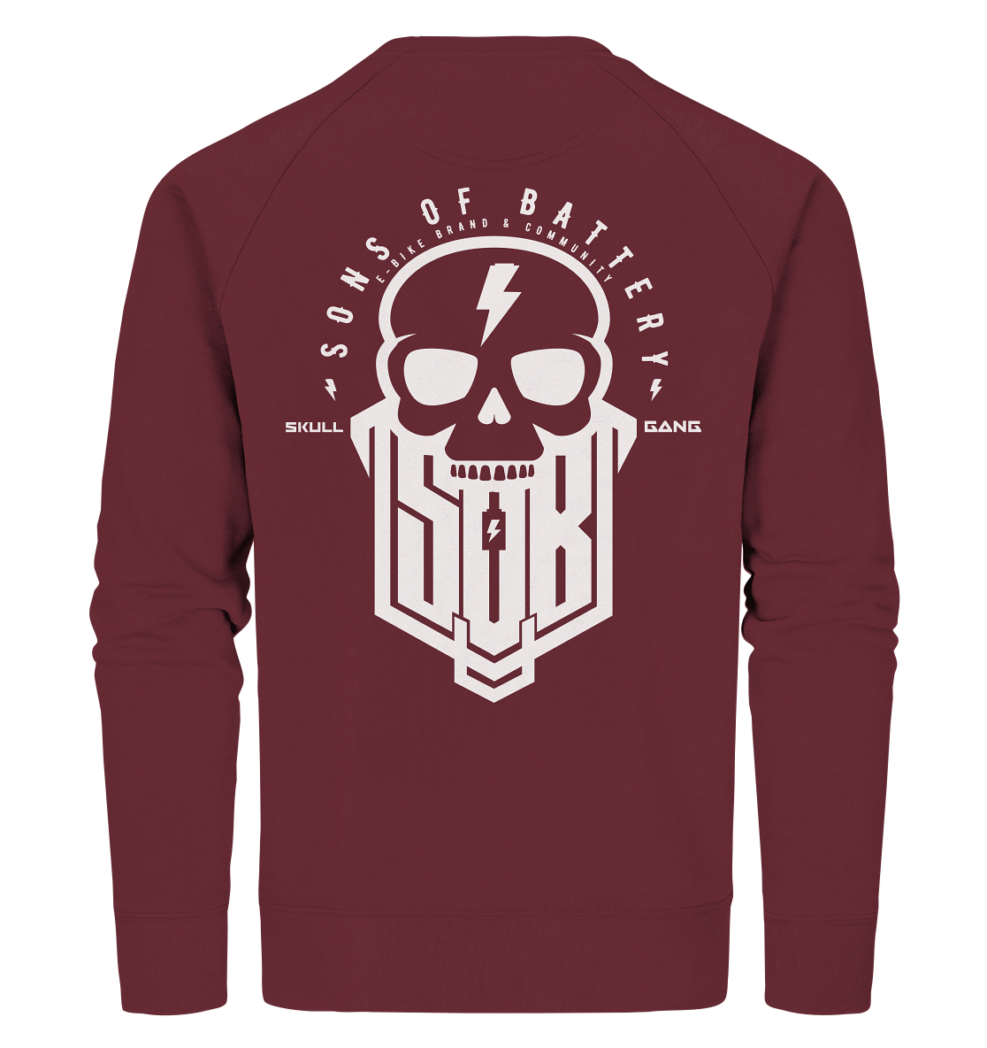 Sons of Battery® - E-MTB Brand & Community Sweatshirts Burgundy / XS SoB Skullgang White - Organic Sweatshirt E-Bike-Community