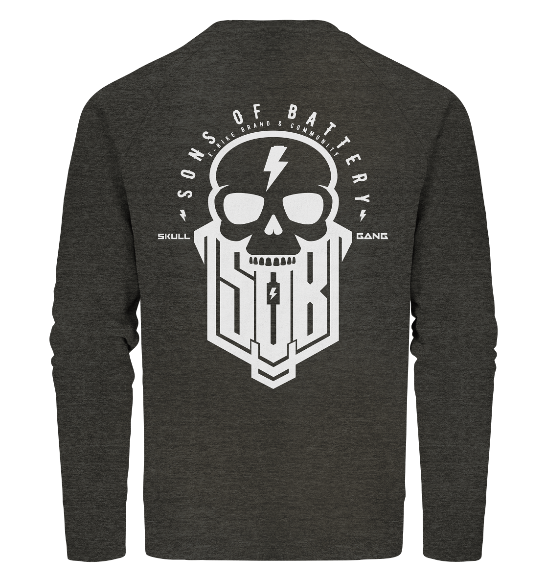 Sons of Battery® - E-MTB Brand & Community Sweatshirts Dark Heather Grey / XS SoB Skullgang White - Organic Sweatshirt E-Bike-Community