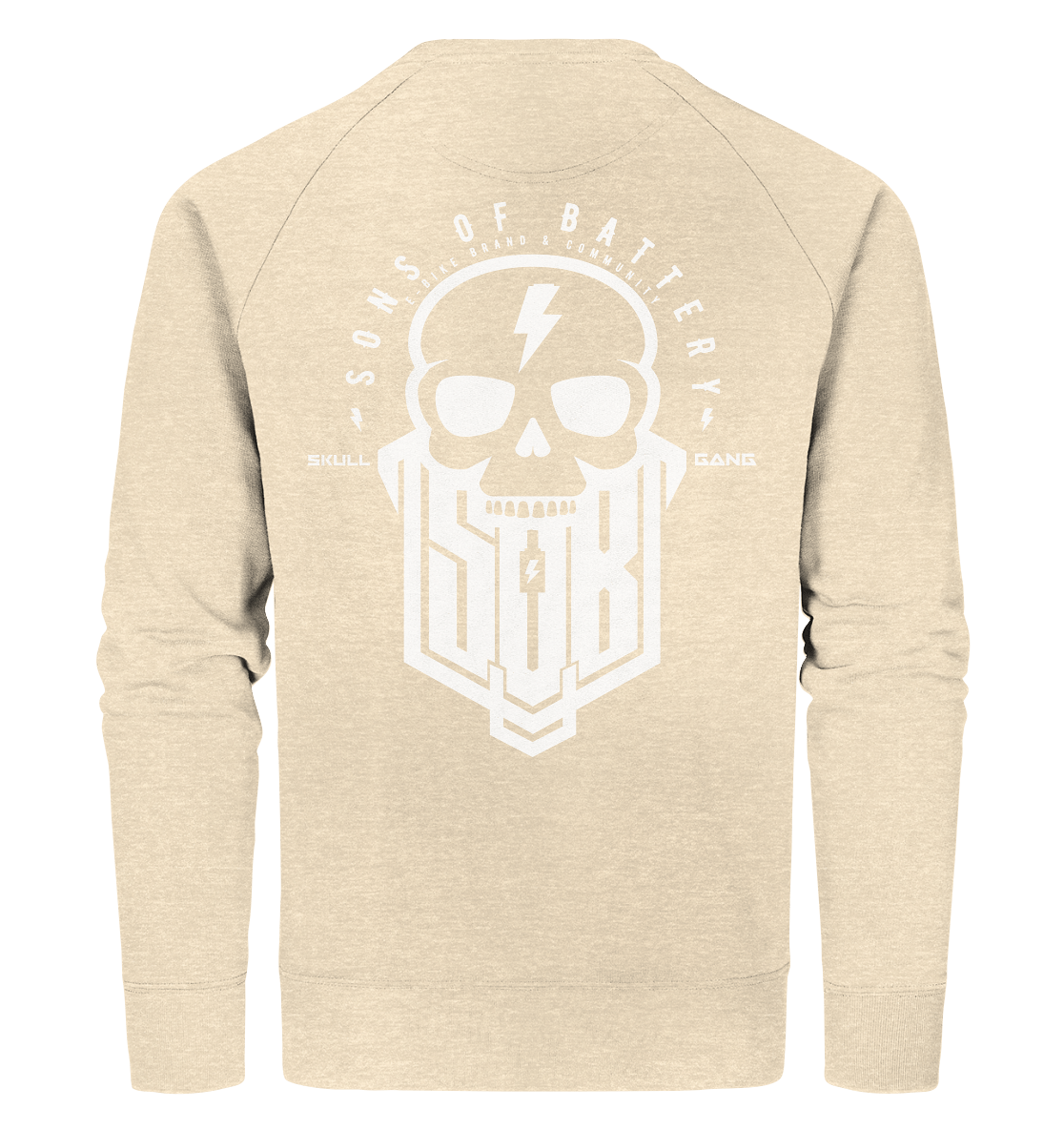 Sons of Battery® - E-MTB Brand & Community Sweatshirts Natural Raw / XS SoB Skullgang White - Organic Sweatshirt E-Bike-Community