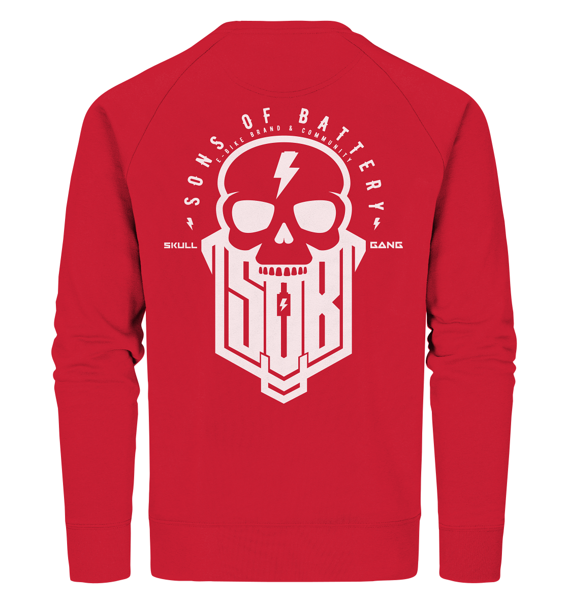 Sons of Battery® - E-MTB Brand & Community Sweatshirts Red / XS SoB Skullgang White - Organic Sweatshirt E-Bike-Community