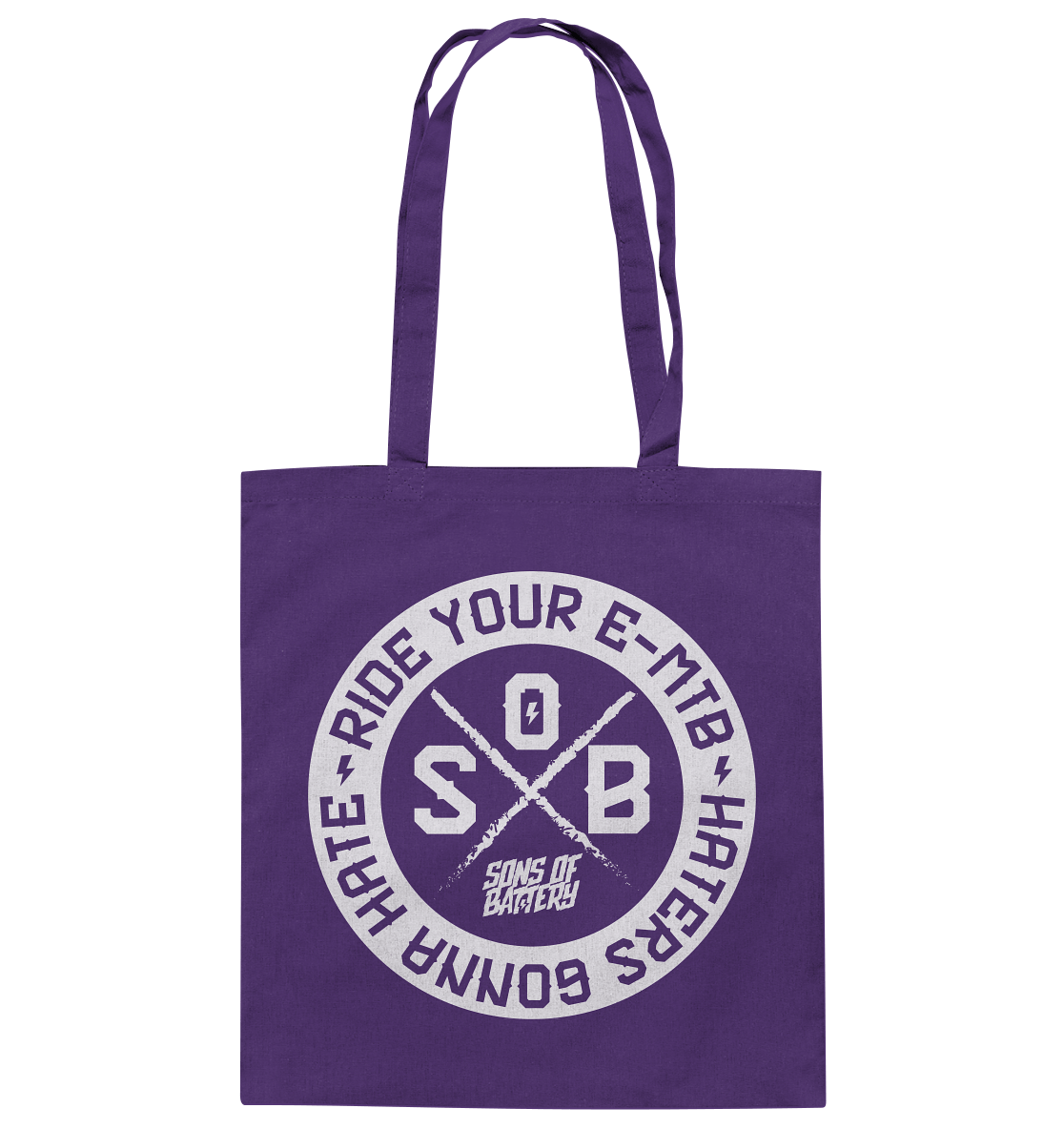Sons of Battery® - E-MTB Brand & Community Taschen Purple / ca. 38x42 Haters gonna Hate - Baumwolltasche E-Bike-Community