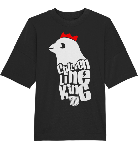 Sons of Battery® - E-MTB Brand & Community Unisex-Shirts Black / XS Chicken Line - King - Weiß - Organic Oversize Shirt E-Bike-Community