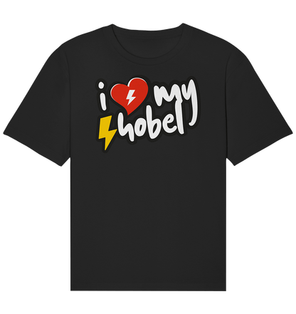 Sons of Battery® - E-MTB Brand & Community Unisex-Shirts Black / XS I Love my Hobel - (Flip Label) - Organic Relaxed Shirt E-Bike-Community