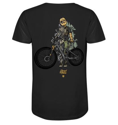 Sons of Battery® - E-MTB Brand & Community Unisex-Shirts Black / XS Shred or Alive - Backprint - Organic Shirt (Flip Label) E-Bike-Community