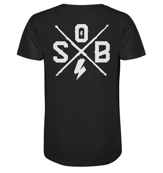 Sons of Battery® - E-MTB Brand & Community Unisex-Shirts Black / XS SoB Cross (Backprint) (Flip Label) - Organic Shirt E-Bike-Community