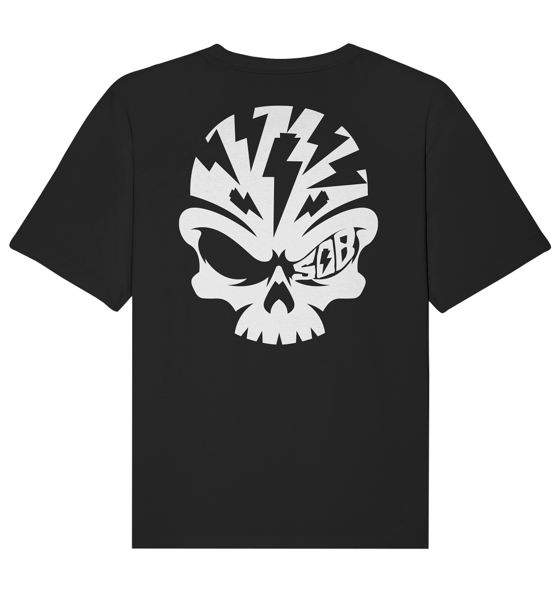 Sons of Battery® - E-MTB Brand & Community Unisex-Shirts Black / XS SoB Skull White - Organic Relaxed Shirt E-Bike-Community