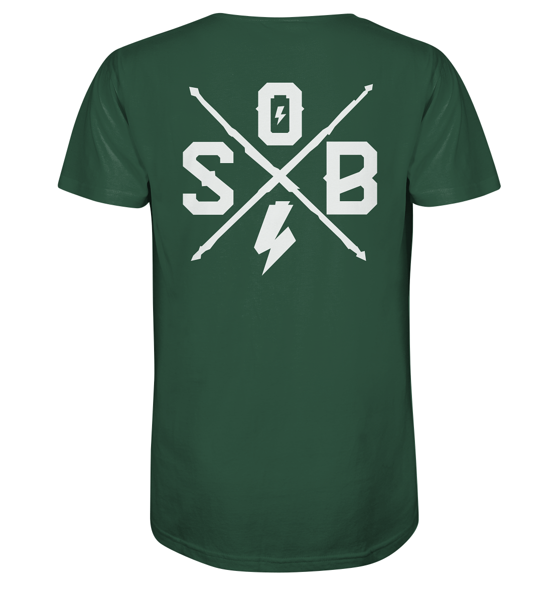 Sons of Battery® - E-MTB Brand & Community Unisex-Shirts Bottle Green / XS SoB Cross (Backprint) (Flip Label) - Organic Shirt E-Bike-Community