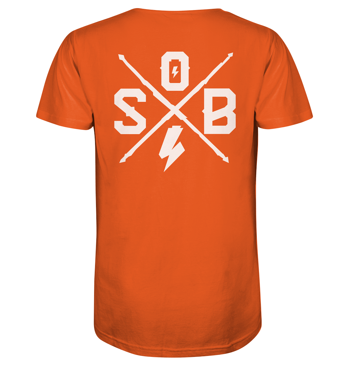Sons of Battery® - E-MTB Brand & Community Unisex-Shirts Bright Orange / XS SoB Cross (Backprint) (Flip Label) - Organic Shirt E-Bike-Community