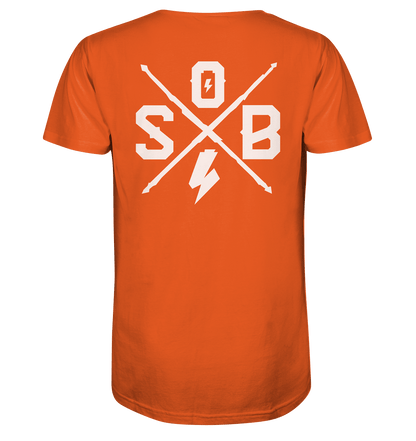 Sons of Battery® - E-MTB Brand & Community Unisex-Shirts Bright Orange / XS SoB Cross (Backprint) (Flip Label) - Organic Shirt E-Bike-Community
