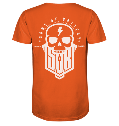 Sons of Battery® - E-MTB Brand & Community Unisex-Shirts Bright Orange / XS SoB Skullgang White - Organic Shirt E-Bike-Community