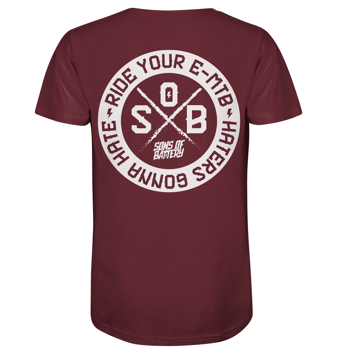 Sons of Battery® - E-MTB Brand & Community Unisex-Shirts Burgundy / XS Haters gonna Hate - Organic Shirt (Flip Label) E-Bike-Community