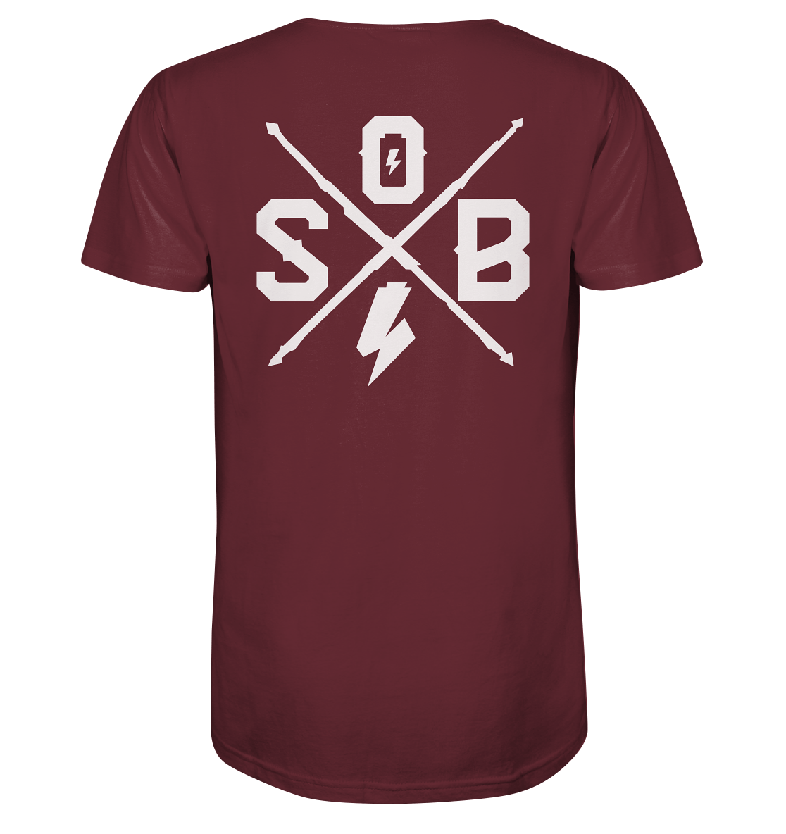 Sons of Battery® - E-MTB Brand & Community Unisex-Shirts Burgundy / XS SoB Cross (Backprint) (Flip Label) - Organic Shirt E-Bike-Community