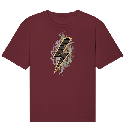 Sons of Battery® - E-MTB Brand & Community Unisex-Shirts Burgundy / XS Sob "Shred or Alive" Front - Organic Relaxed Shirt (Flip Label) E-Bike-Community