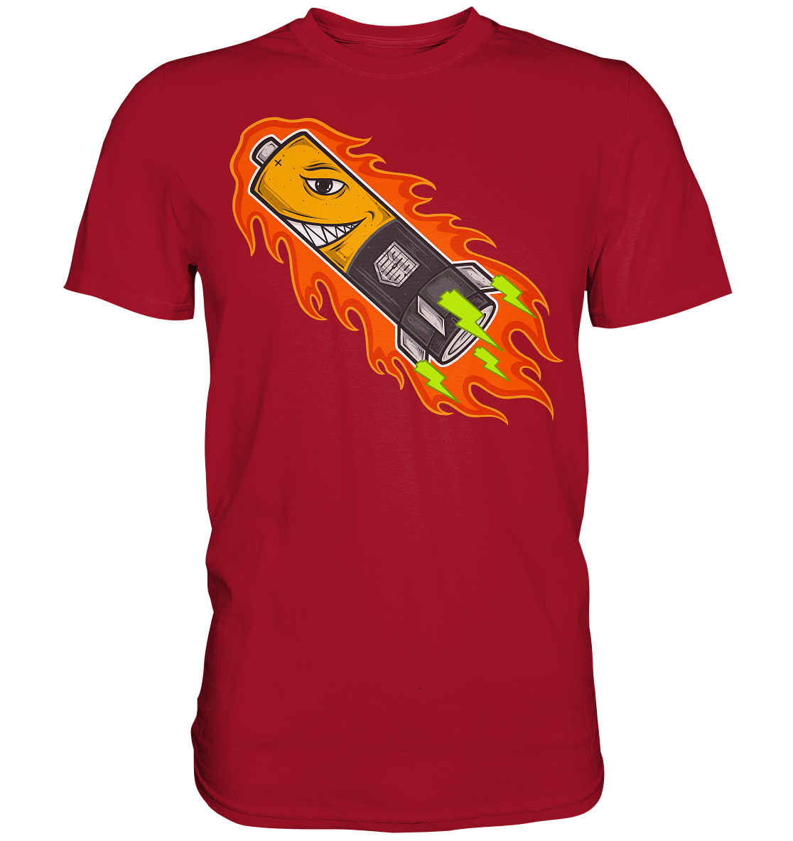 Sons of Battery® - E-MTB Brand & Community Unisex-Shirts Classic Red / S Original Russel Athletics Uphill Classic Shirt - bis 4XL -140cm Umfang - Ohne Flip Label am Bund E-Bike-Community