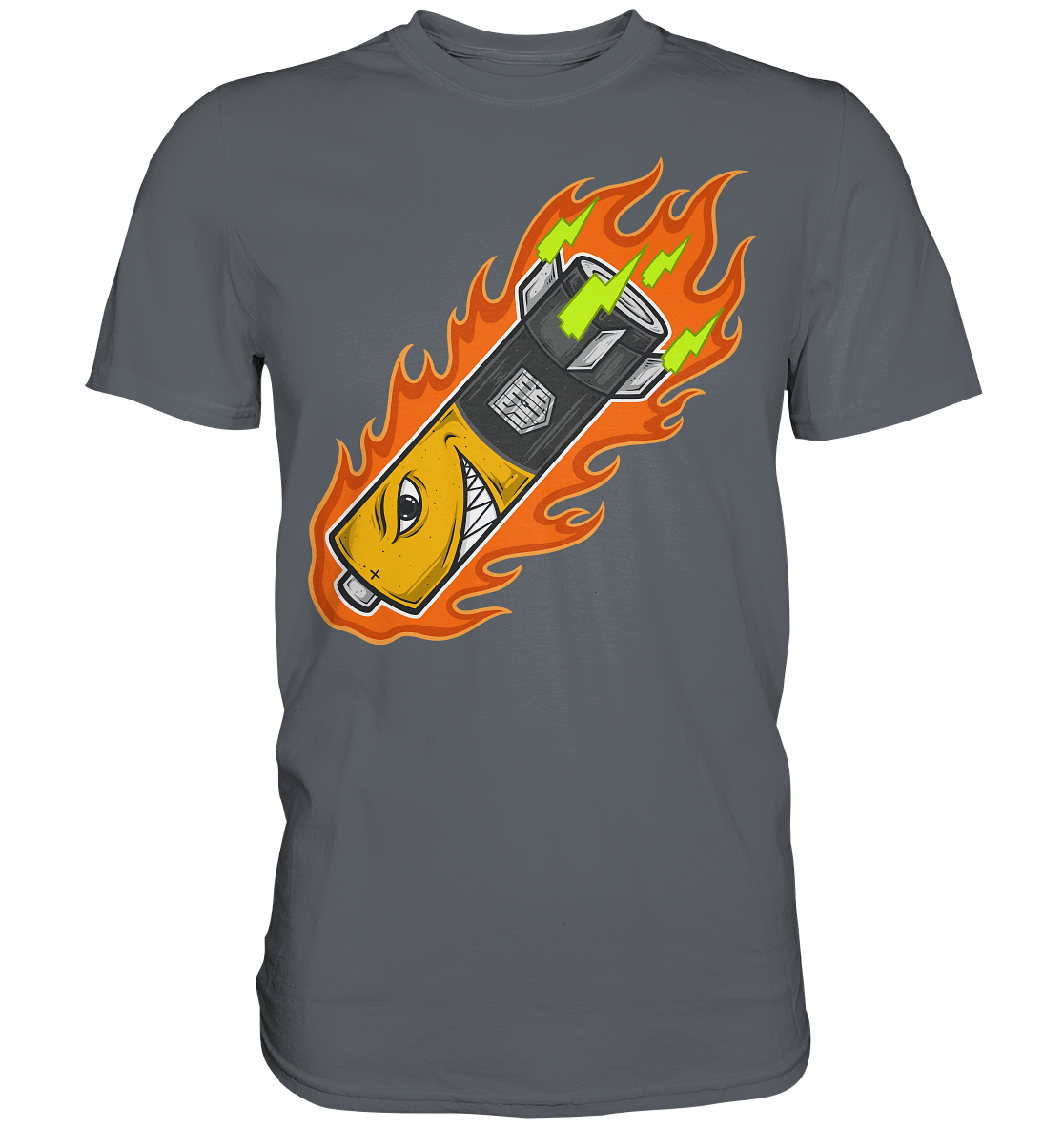 Sons of Battery® - E-MTB Brand & Community Unisex-Shirts Convoy Grey / S S.o.B Pin Up Battery - Original Russel Athletics Classic Shirt - bis 4XL -140cm Umfang - Ohne Flip Label am Bund E-Bike-Community