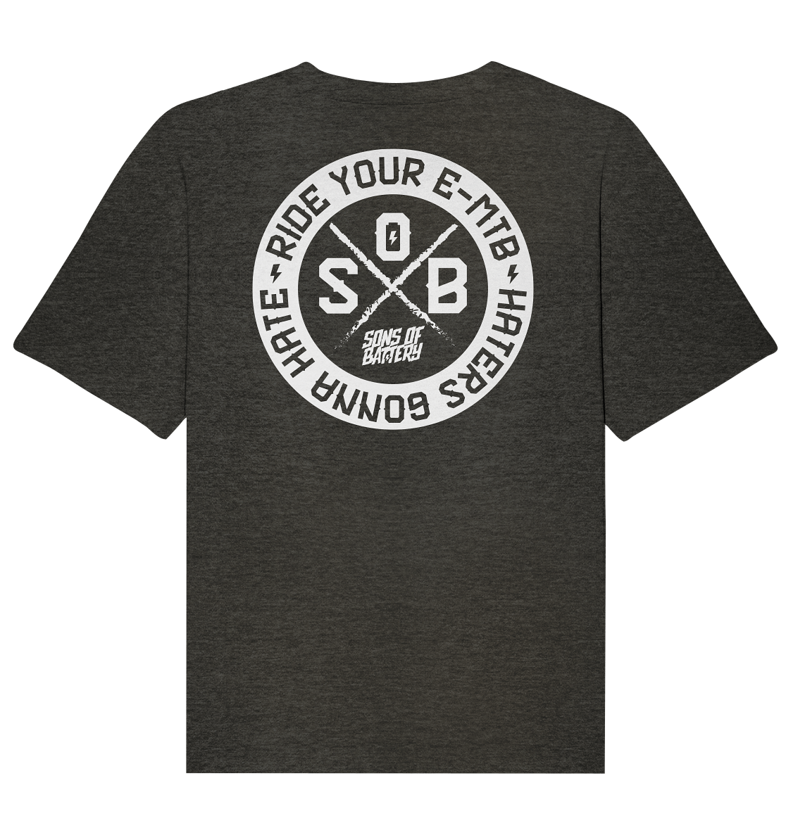 Sons of Battery® - E-MTB Brand & Community Unisex-Shirts Dark Heather Grey / XS Haters gonna Hate - Organic Relaxed Shirt (Flip Label) E-Bike-Community