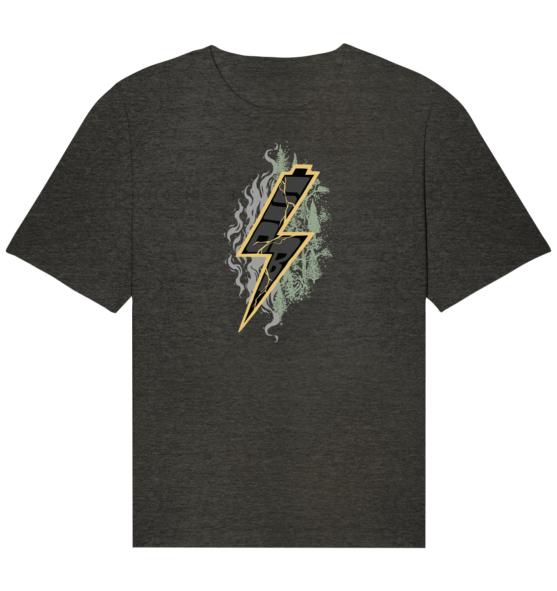 Sons of Battery® - E-MTB Brand & Community Unisex-Shirts Dark Heather Grey / XS Sob "Shred or Alive" Front - Organic Relaxed Shirt (Flip Label) E-Bike-Community