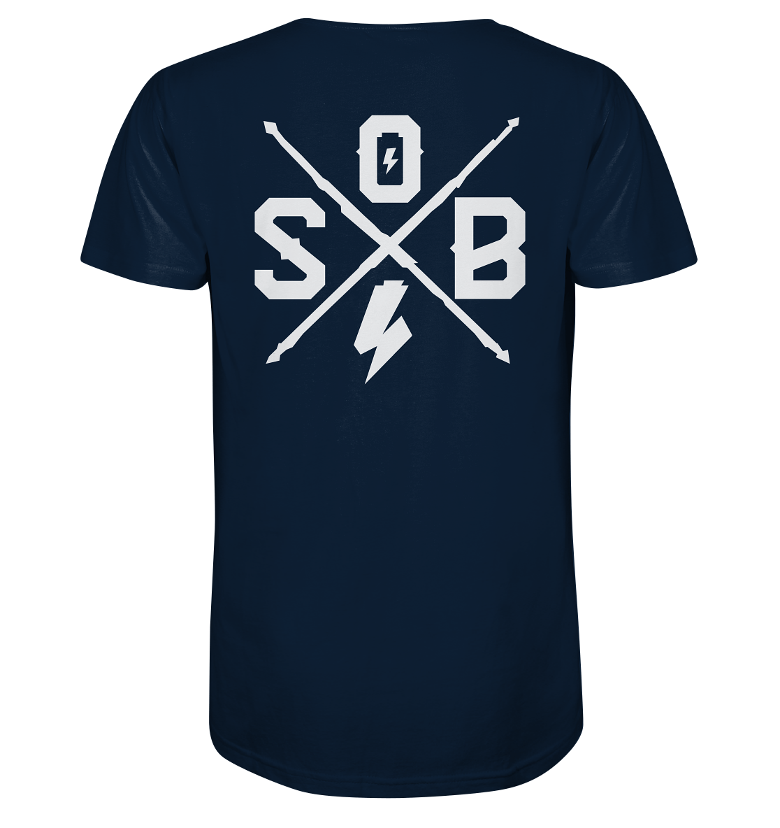 Sons of Battery® - E-MTB Brand & Community Unisex-Shirts French Navy / XS SoB Cross (Backprint) (Flip Label) - Organic Shirt E-Bike-Community
