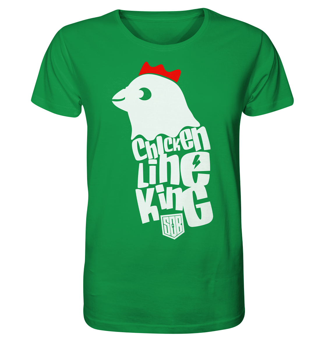 Sons of Battery® - E-MTB Brand & Community Unisex-Shirts Fresh Green / XS Chicken Line - King - Weiß - Organic Shirt E-Bike-Community