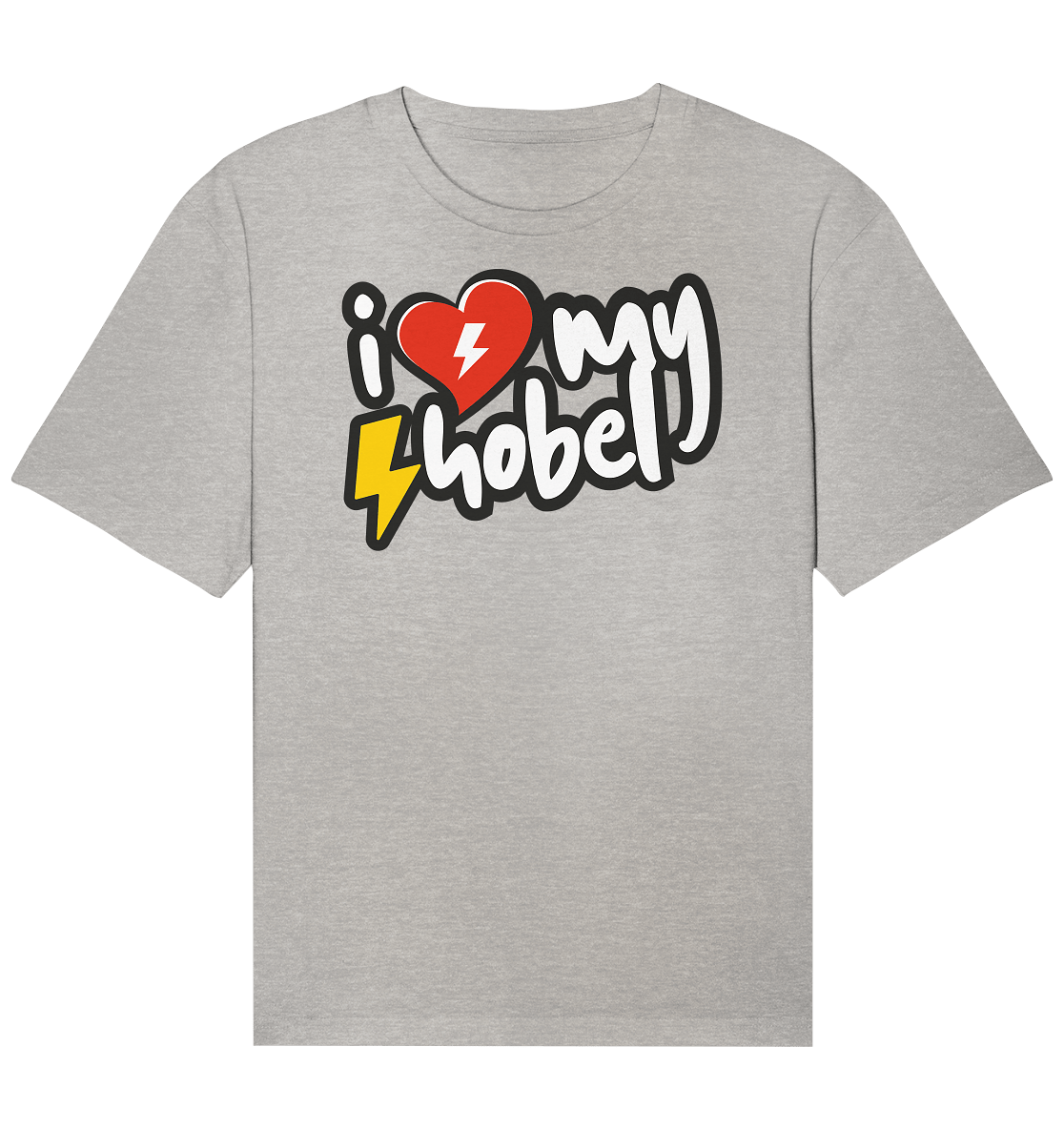 Sons of Battery® - E-MTB Brand & Community Unisex-Shirts Heather Grey / XS I Love my Hobel - (Flip Label) - Organic Relaxed Shirt E-Bike-Community