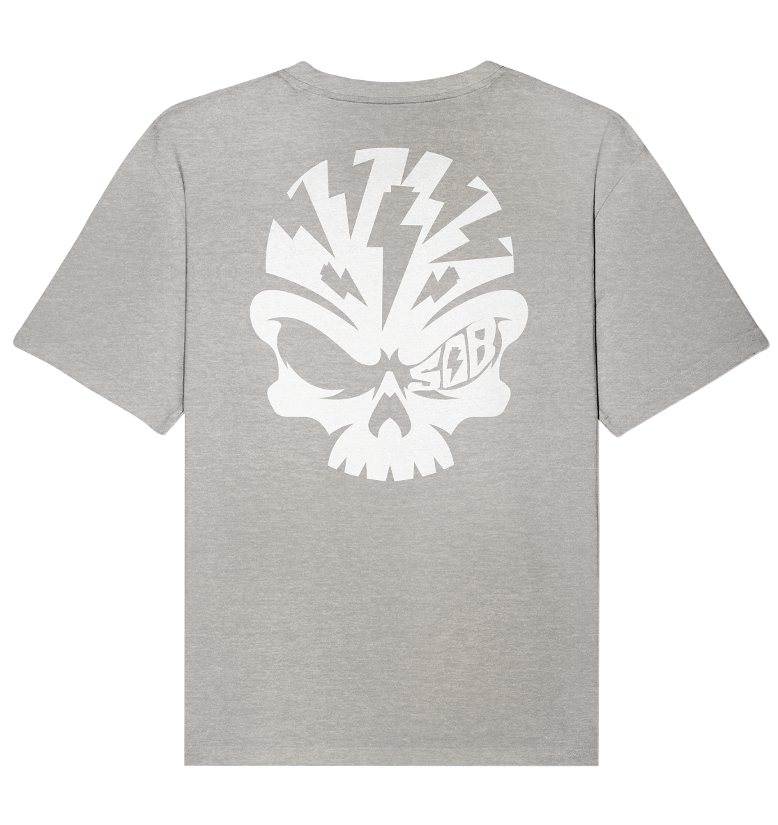 Sons of Battery® - E-MTB Brand & Community Unisex-Shirts Heather Grey / XS SoB Skull White - Organic Relaxed Shirt E-Bike-Community
