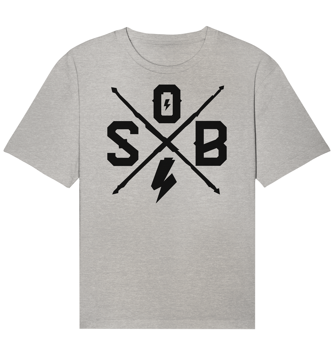 Sons of Battery® - E-MTB Brand & Community Unisex-Shirts Heather Grey / XS Sons of Battery - Cross (Flip Label) - Organic Relaxed Shirt E-Bike-Community