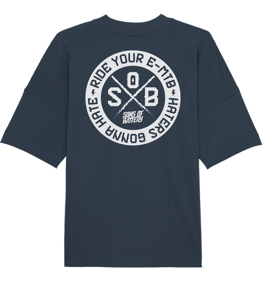 Sons of Battery® - E-MTB Brand & Community Unisex-Shirts India Ink Grey / XS Haters gonna Hate - Organic Oversize Shirt (Flip Label) E-Bike-Community