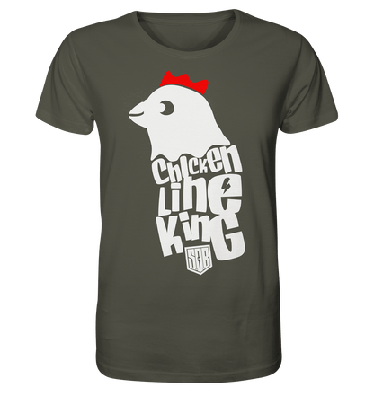 Sons of Battery® - E-MTB Brand & Community Unisex-Shirts Khaki / XS Chicken Line - King - Weiß - Organic Shirt E-Bike-Community