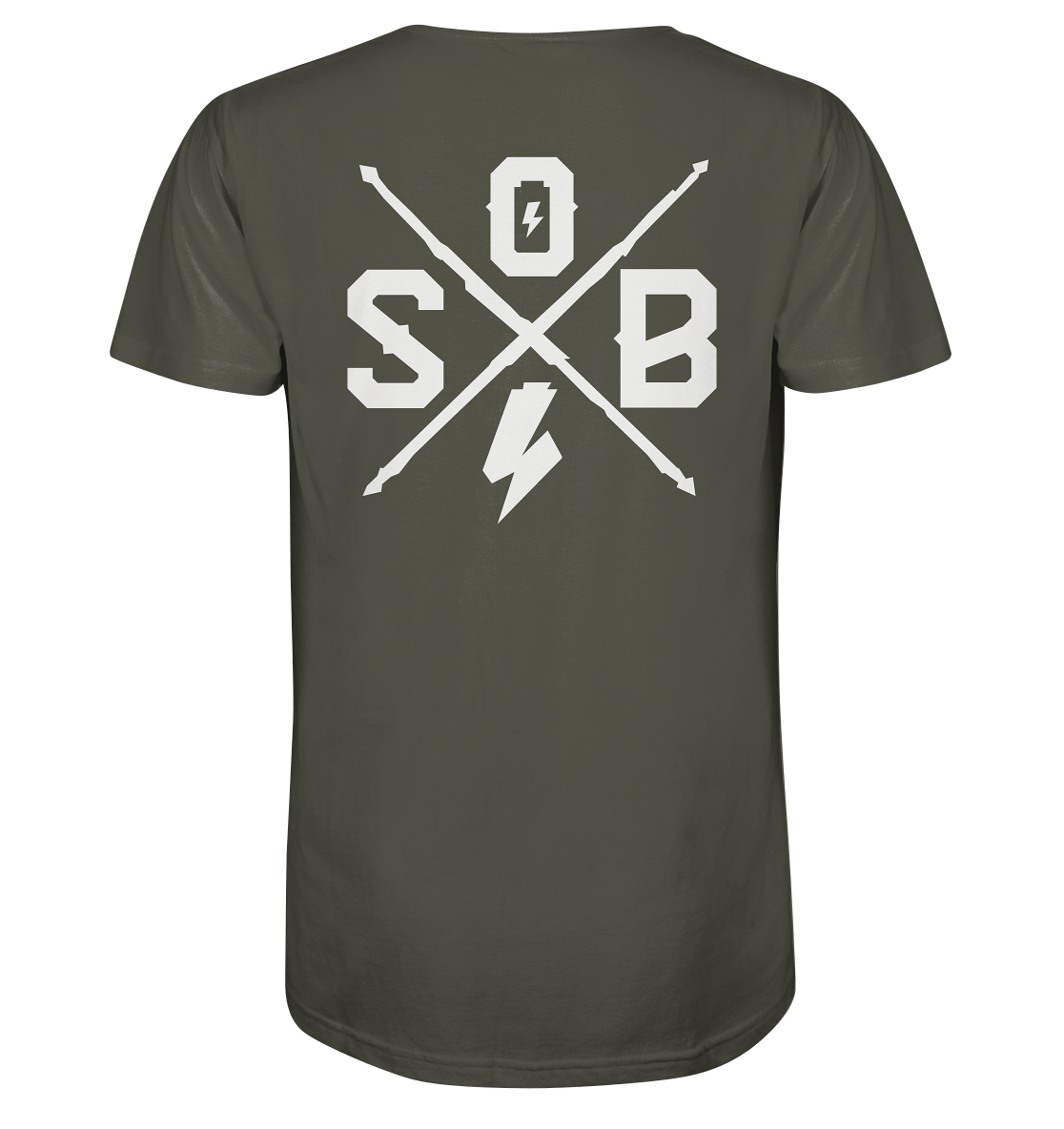 Sons of Battery® - E-MTB Brand & Community Unisex-Shirts Khaki / XS SoB Cross (Backprint) (Flip Label) - Organic Shirt E-Bike-Community